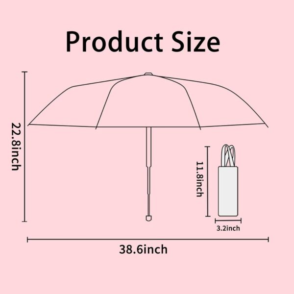 PARTY BUZZ Automatic Windproof Travel Umbrella, Waterproof UV Protection Folding Umbrella, Cartoon Portable Compact Umbrella Easy Auto Open, for Girls and Women - Image 6