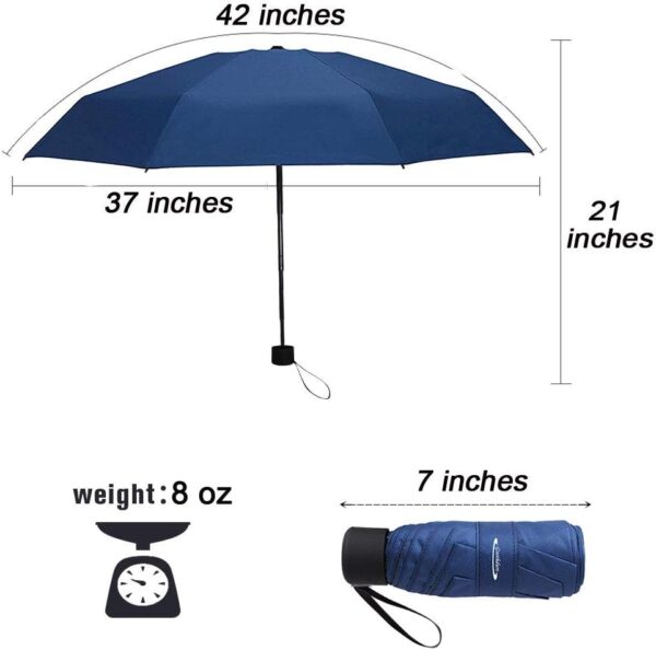 Goothdurs Mini Travel Compact Windproof Umbrella - Small Folding Lightweight Sun & Rain Umbrellas with 95% UV Protection for Women Men - Image 2