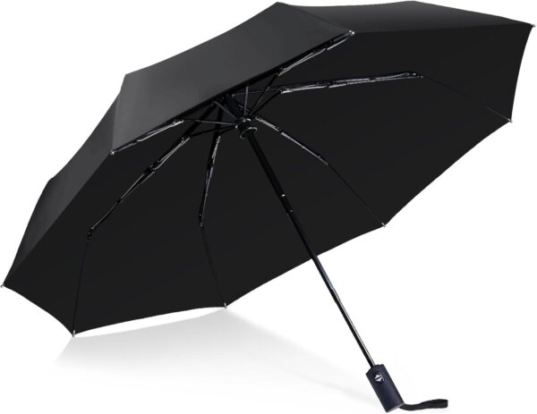 Travel Essentials Umbrella Windproof Compact Collapsible Light, Automatic, Strong and Portable, Wind Resistant Folding Small Umbrella for Rain - Image 2