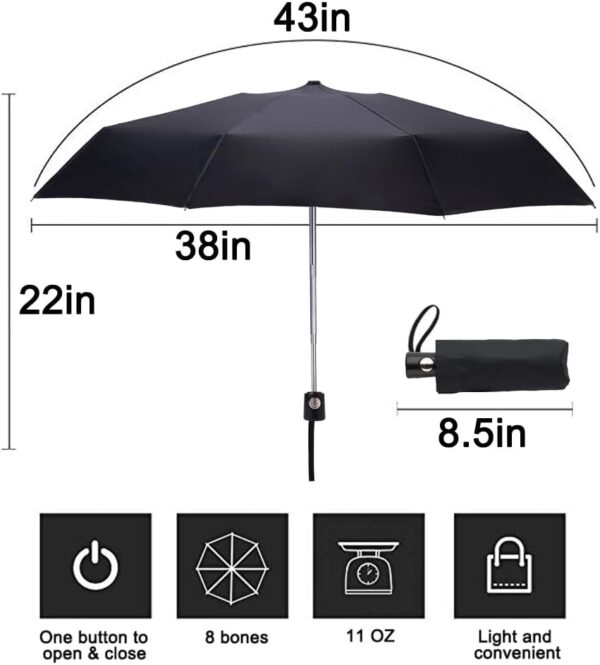 Goothdurs Automatic Mini Travel Windproof Umbrella Compact Auto Open/Close Small Lightweight Folding Rain Umbrellas for Women Men - Image 2