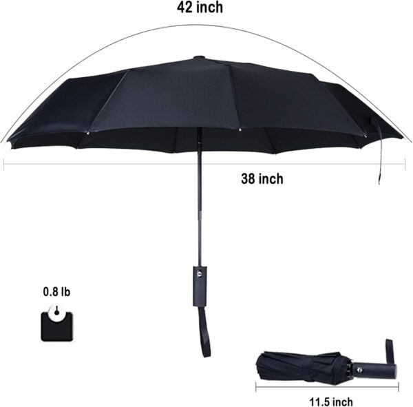 Travel Essentials Umbrella Windproof Compact Collapsible Light, Automatic, Strong and Portable, Wind Resistant Folding Small Umbrella for Rain - Image 7