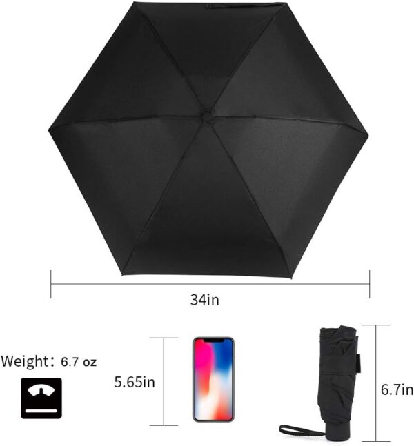 Small Mini Umbrella with Case by GAOYAINIG Light Compact Design Perfect for Travel Lightweight Portable Parasol Outdoor Sun&Rain Umbrellas Black, 34 Inches - Image 3