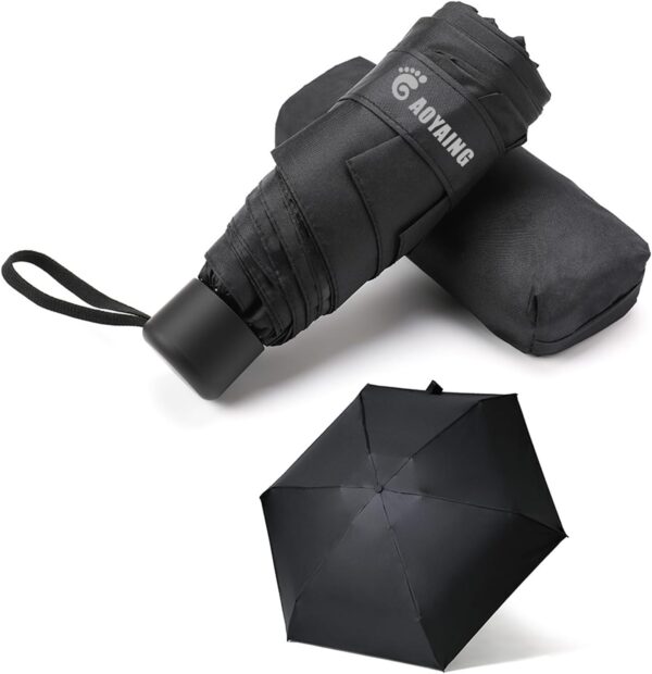 Small Mini Umbrella with Case by GAOYAINIG Light Compact Design Perfect for Travel Lightweight Portable Parasol Outdoor Sun&Rain Umbrellas Black, 34 Inches - Image 2