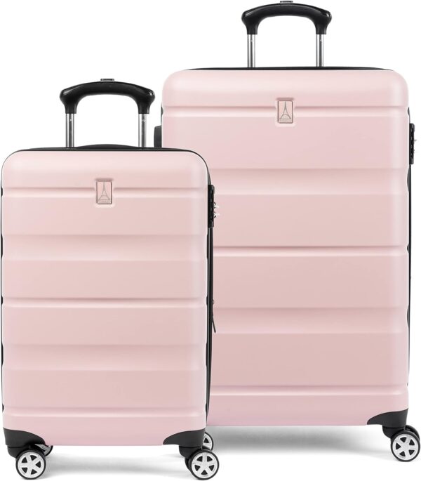 Travelpro Runway 2 Piece Luggage Set, Carry-on & Convertible Medium to Large 28-Inch Check-in Hardside Expandable Luggage, 8 Spinner Wheels, TSA Lock, Hardshell Suitcase, Powder Pink
