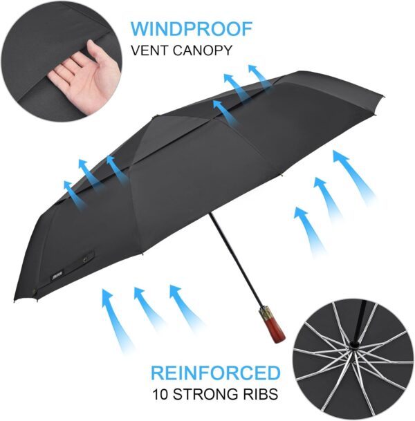G4Free 54 Inch Large Compact Windproof Golf Umbrella for Rain Oversized Auto Open Close Folding Travel 10 Ribs Vented Double Canopy Umbrella for Women Men - Image 2