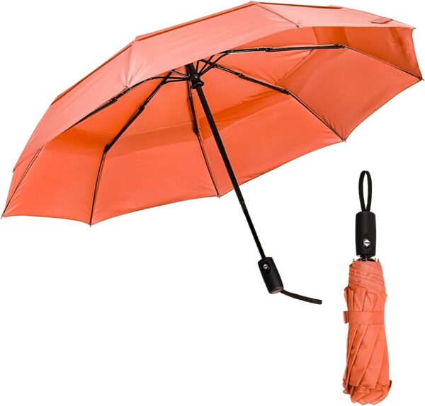 Mr. Pen- Windproof Travel Umbrella, Orange Red, Automatic Umbrellas for Rain, Compact Umbrella, Umbrellas for Rain Windproof