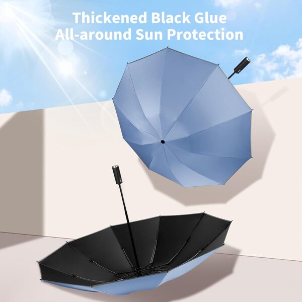 Yoobure Inverted Travel Umbrella, Automatic Umbrellas for Rain, Windproof Compact Folding with Reflective Stripe, Portable Large for Backpack, Lightweight with Sun UV Protection - Image 8