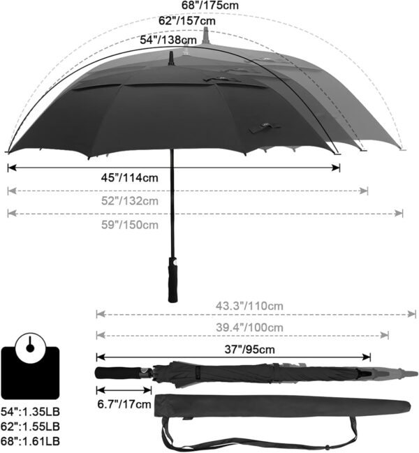 G4Free 47/54/62/68 Inch Automatic Open Golf Umbrella Oversize Extra Large Double Canopy Vented Windproof Waterproof Stick Umbrellas - Image 3