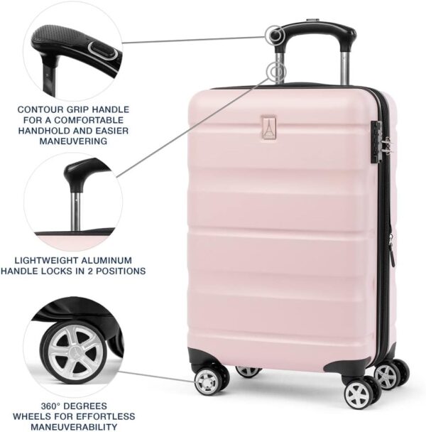 Travelpro Runway 2 Piece Luggage Set, Carry-on & Convertible Medium to Large 28-Inch Check-in Hardside Expandable Luggage, 8 Spinner Wheels, TSA Lock, Hardshell Suitcase, Powder Pink - Image 4