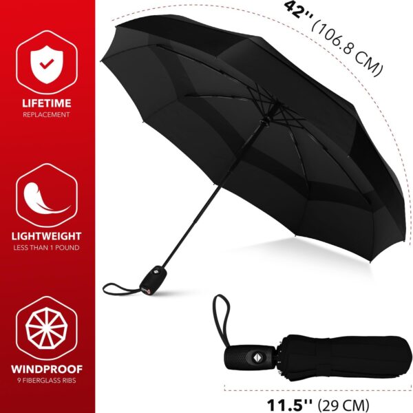 Repel Umbrella Windproof Travel Umbrellas for Rain - Easy Auto Open Close, Durable & Compact Umbrella, Strong Fiberglass Frame, Waterproof Canopy - Backpack, Purse, Portable Umbrella for Travel - Image 3