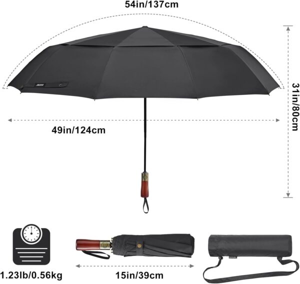 G4Free 54 Inch Large Compact Windproof Golf Umbrella for Rain Oversized Auto Open Close Folding Travel 10 Ribs Vented Double Canopy Umbrella for Women Men - Image 4