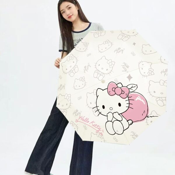 PARTY BUZZ Automatic Windproof Travel Umbrella, Waterproof UV Protection Folding Umbrella, Cartoon Portable Compact Umbrella Easy Auto Open, for Girls and Women - Image 5