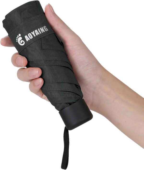 GAOYAING Compact Travel Umbrella with Case Sun&Rain Lightweight Small and Compact Suit for Pocket Black,34 Inches - Image 2