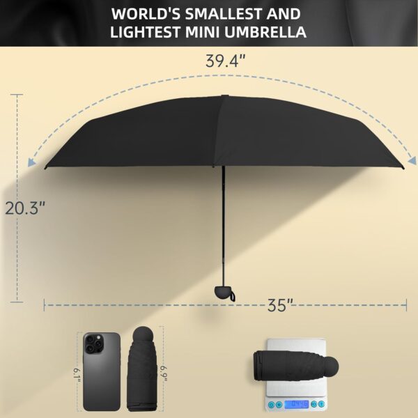 Compact Travel Umbrella, Small Pocket Mini Umbrella for Purse Wallet, UV Sun Rain Umbrellas for Backpack, Portable Folding Umbrellas for Women Kids - Image 2