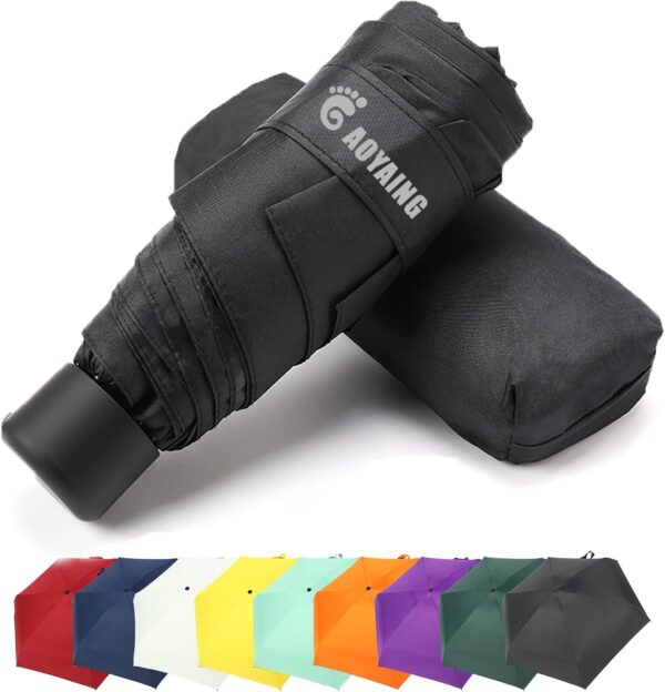 GAOYAING Compact Travel Umbrella with Case Sun&Rain Lightweight Small and Compact Suit for Pocket Black,34 Inches