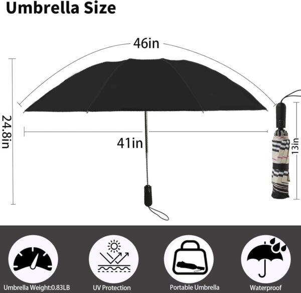 Umbrella,Travel Umbrella Compact Inverted Auto Open Umbrellas for Rain - Windproof Compact Design for Women & Men, Portable Small Reverse Folding Umbrella Perfect for Outdoor & Car Use - Image 2