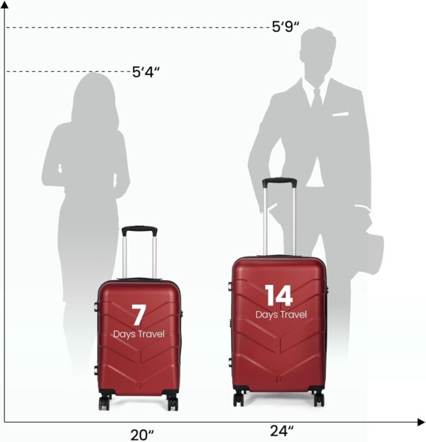 Luggage Sets 2 Piece with Spinner Wheel, Hardside Suitcase Set with TSA Lock, Expandable Travel Luggage for Women, Red - Image 7