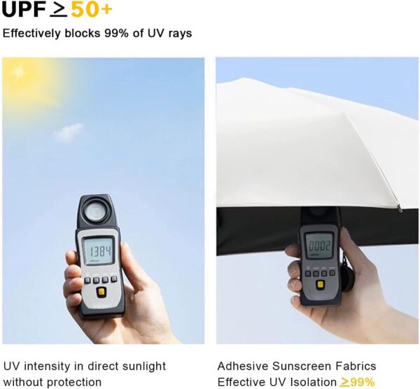 UV Sun Umbrella - Compact Folding Travel Parasol for Windproof, Rainproof Protection With Anti-UV Coating - Portable for Men and Women - Image 3