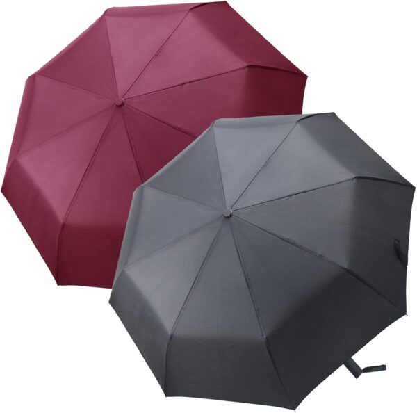 PFFY 2 Packs Travel Umbrella Windproof Auto Open & Close Collapsible Folding Small Compact Backpack Car travel Essentials Purse Umbrellas for Rain - Image 2
