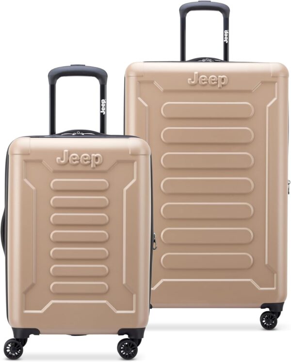 Jeep JH004C Hardside Expandable Luggage with Spinner Wheels, Beige, 2 Piece Set 20/28 Inch