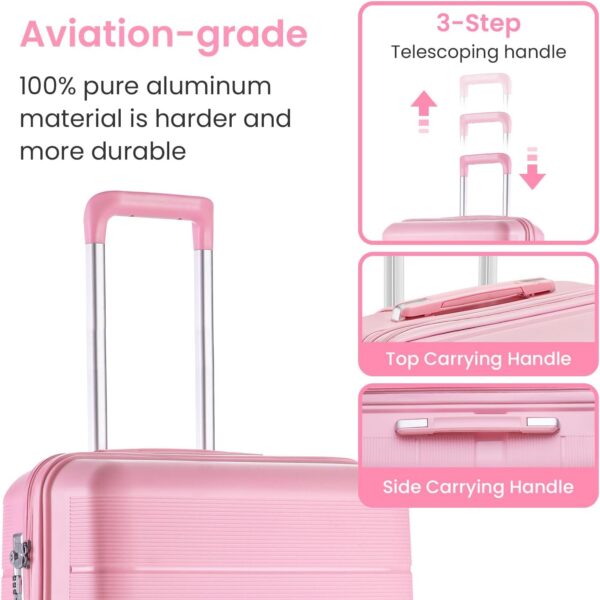 Hard Shell Luggage Sets 4 Piece with 360 Spinner Wheels,Lightweight Suitcase Set with TSA Lock,Travel Luggage Set with Telescoping Handle,Light and Strong,Easy to Clean (Pink 1) - Image 3