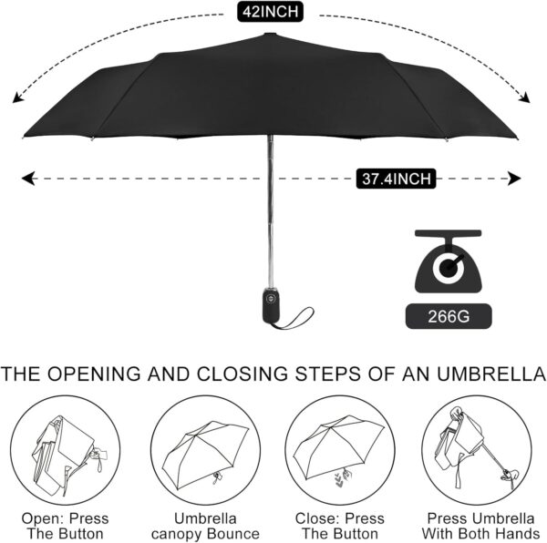 Compact Umbrella Automatic - Folding Travel Umbrella, Micro & Mini Design for Women's Purse or Pocket, Auto Open Close - Image 6