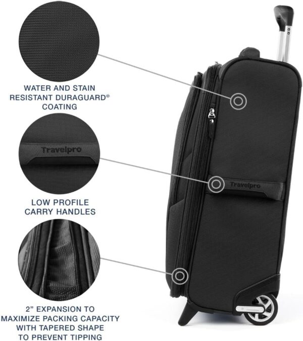 Travelpro Maxlite 5 Softside Expandable Upright 2 Wheel Carry on Luggage, Lightweight Suitcase, Men and Women, Black, Carry On 22-Inch - Image 3