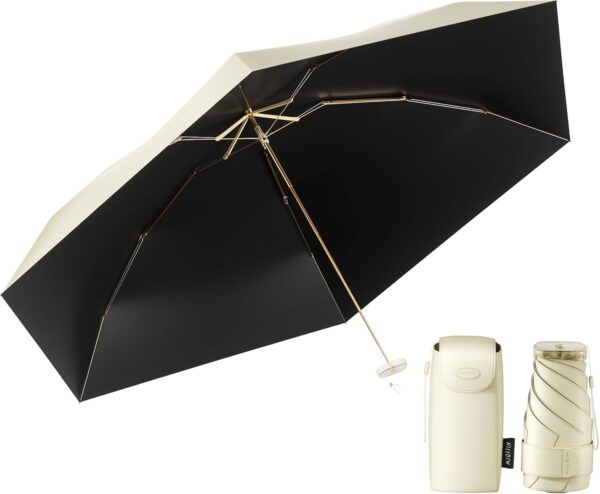Travel Mini Umbrella for Purse with case,Small Compact UV Umbrella Protection Sun,Lightweight Folding Portable Umbrellas for Rain and Sun with Women,Kids,Girls