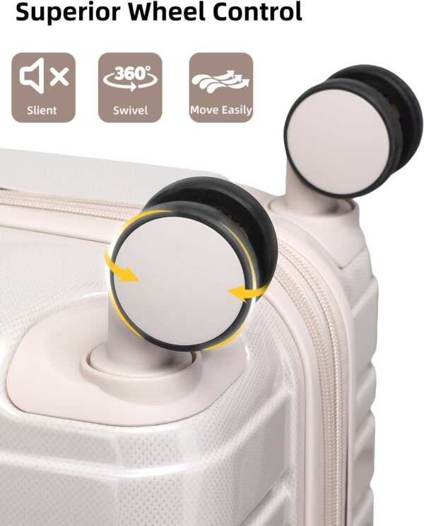 LARVENDER Luggage Sets 6 Piece Hardside Expandable Suitcase with Wheels TSA Lock, PC+ABS Hardshell Lightweight Travel Luggage Sets for Women, Glossy Champagne - Image 7