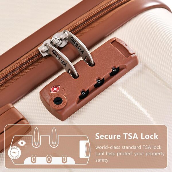 Merax 3 Pcs ABS Hardside Luggage Sets TSA Lock Spinner Wheel Suitcases, Pearly White, 20/24/28 Inch - Image 3