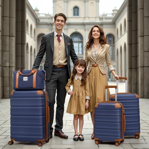 TAKUMI Luggage Set 5 Piece with Duffel Bag ABS Hardshell Suitcase Set with Double Spinner Wheels Travel Lugagge with TSA Lock Lightweight Carry On Suitcase (NAVY, 5 PIECE SET) - Image 2