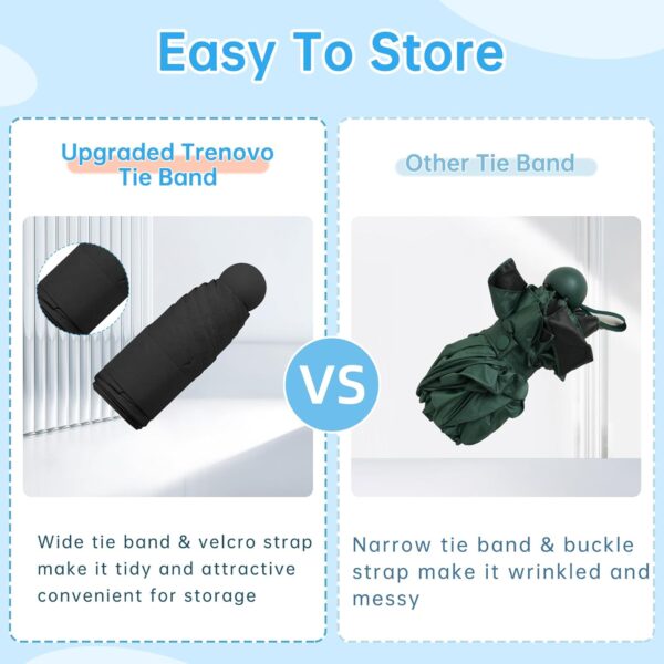 Compact Travel Umbrella, Small Pocket Mini Umbrella for Purse Wallet, UV Sun Rain Umbrellas for Backpack, Portable Folding Umbrellas for Women Kids - Image 3