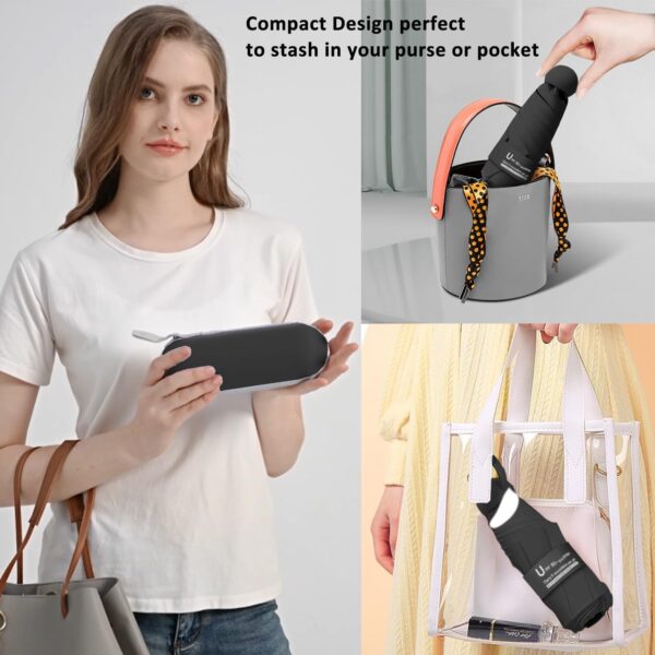 BAODINI Travel Mini Umbrella for Purse With Case Small Compact UV Sun Protection Sun Lightweight Tiny Pocket Umbrella for Women Kids and Men - Image 4