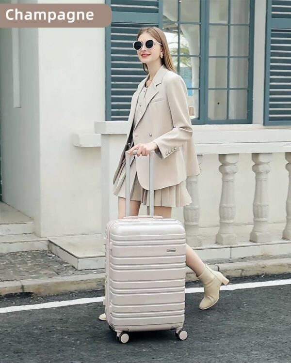 LARVENDER Luggage Sets 6 Piece Hardside Expandable Suitcase with Wheels TSA Lock, PC+ABS Hardshell Lightweight Travel Luggage Sets for Women, Glossy Champagne - Image 5
