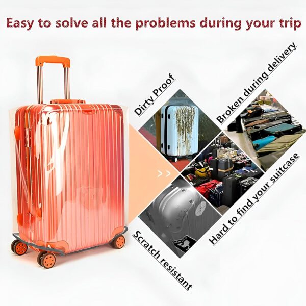 20/24/28 Inch Thicken Transparent Luggage Cover Suitcase Protector Waterproof PVC Full Clear Cover Travel Suitcase Set Full Clear 20 24 28 inch - Image 4