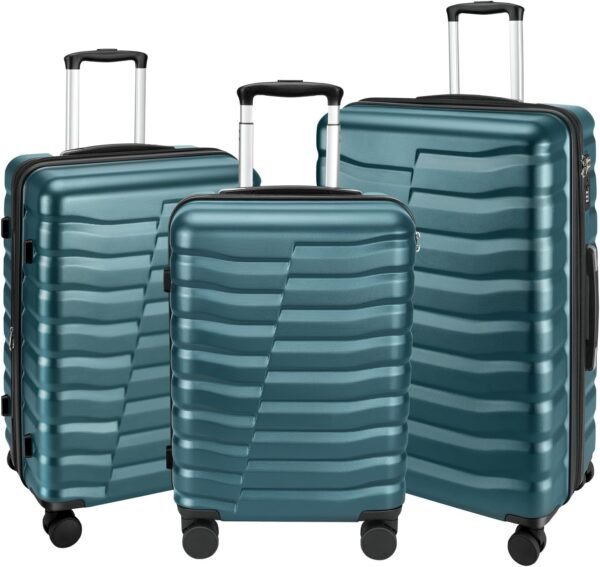 Lightweight Luggage with Spinner Wheels & YKK Zipper, 3-Piece Suitcase ABS+PC Hardside Luggage Set with TSA Lock, Teal Blue (20+24+28 inch)