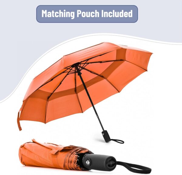Mr. Pen- Windproof Travel Umbrella, Orange Red, Automatic Umbrellas for Rain, Compact Umbrella, Umbrellas for Rain Windproof - Image 6