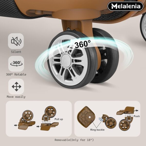 Melalenia Luggage Sets 7 Piece Suitcase Set, Hard Shell Carry on Luggage Travel Suitcases with Spinner Wheels and TSA Lock, Lightweight Luggage Set for Women, Black Brown - Image 4