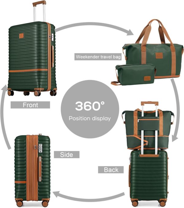 Joyway Carry On Luggage 20 Inch Expandable Suitcase with Spinner Wheel, 4 Piece Hard Shell Luggage Set with TSA Lock(Green brown) - Image 4