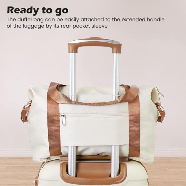 Coolife Suitcase Set 3 Piece Luggage Set Carry On Hardside Luggage with TSA Lock Spinner Wheels (White, 5 piece set) - Image 3