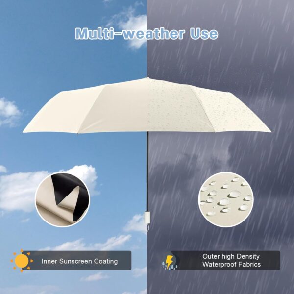UV Sun Umbrella - Compact Folding Travel Parasol for Windproof, Rainproof Protection With Anti-UV Coating - Portable for Men and Women - Image 4