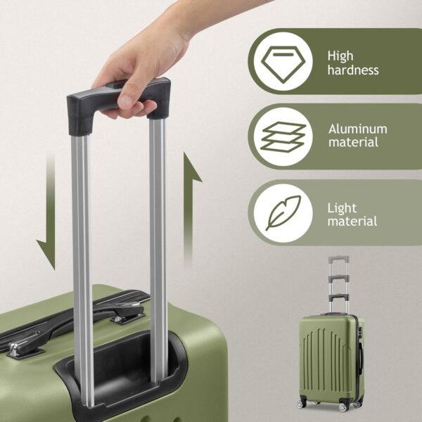 Karl home Luggage Set of 3 Hardside Suitcase Sets with TSA Lock 4 Spinner Wheels, ABS Lightweight Trolley Travel Case for Carry On Check-in Business Trip, Green (20/24/28) - Image 4