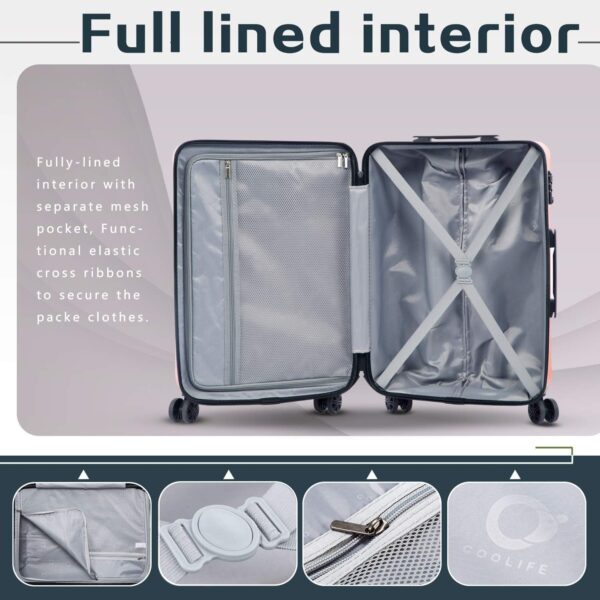 Coolife Luggage Expandable Suitcase PC+ABS 3 Piece Set with TSA Lock Spinner 20in24in28in - Image 6