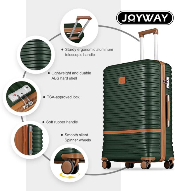 Joyway Carry On Luggage 20 Inch Expandable Suitcase with Spinner Wheel, 4 Piece Hard Shell Luggage Set with TSA Lock(Green brown) - Image 6