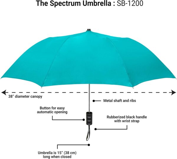 STROMBERGBRAND UMBRELLAS The Spectrum Popular Style 42" Automatic Open Compact Travel Umbrella for Rain, Wind & Sun, Sturdy Lightweight Small Portable Stick Umbrella for Men and Women - Image 4