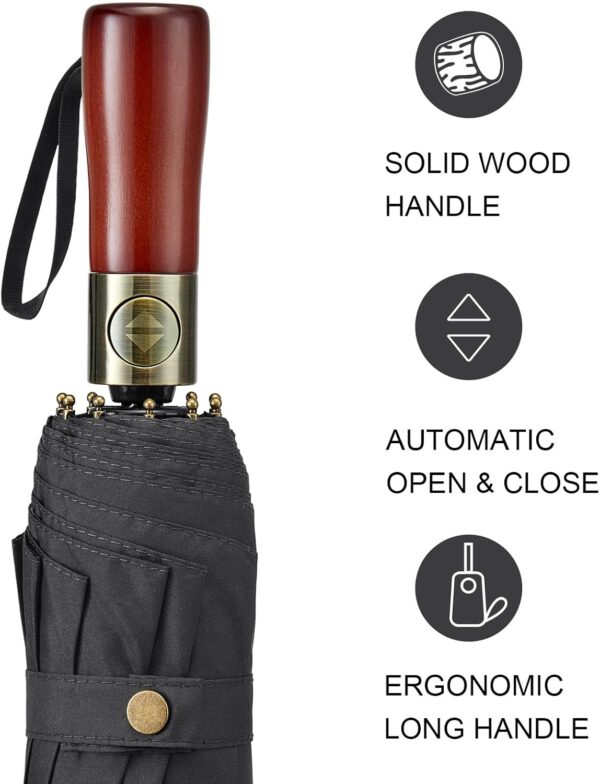 G4Free 54 Inch Large Compact Windproof Golf Umbrella for Rain Oversized Auto Open Close Folding Travel 10 Ribs Vented Double Canopy Umbrella for Women Men - Image 3