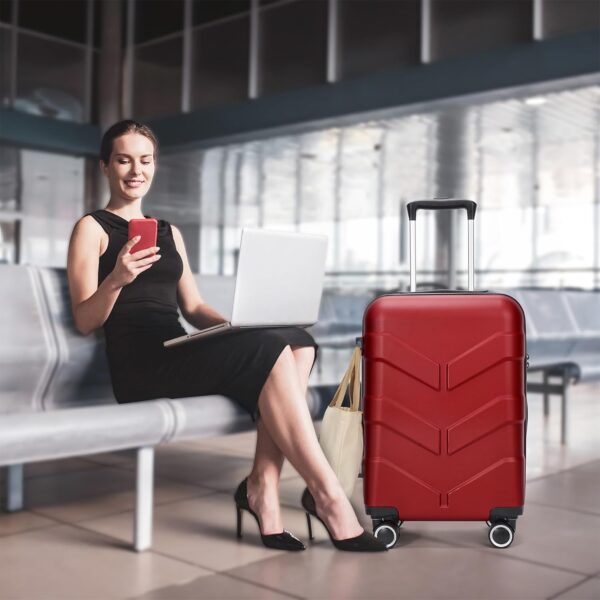 Luggage Sets 2 Piece with Spinner Wheel, Hardside Suitcase Set with TSA Lock, Expandable Travel Luggage for Women, Red - Image 2