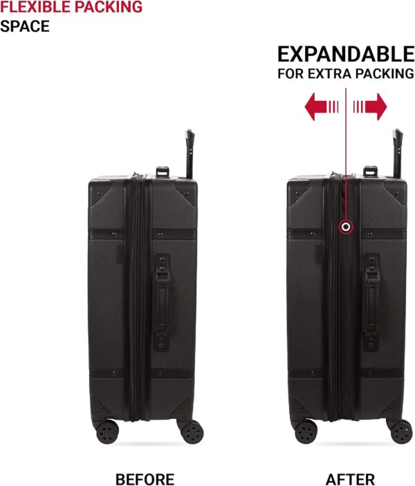 SwissGear 7739 Hardside Luggage Trunk with Spinner Wheels, Black, 2-Piece Set (19/26) - Image 5