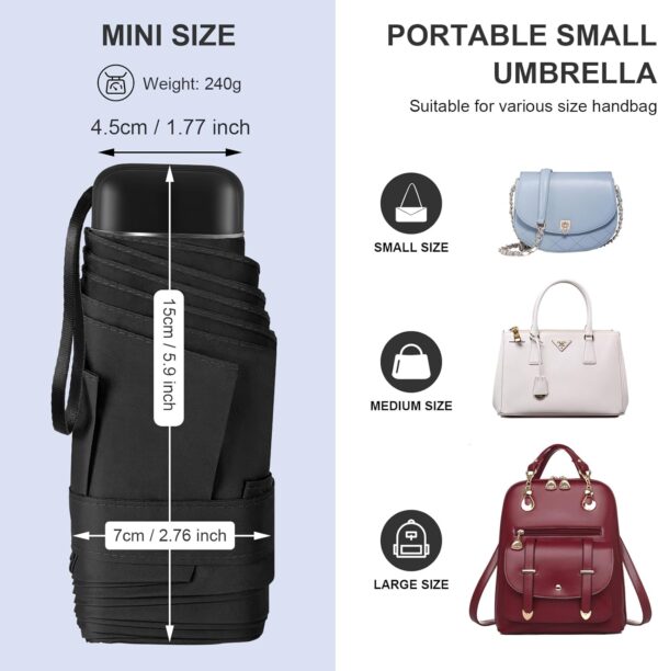 LEAGERA Compact Travel Umbrella with Case - Mini Umbrella for Purse, Small Lightweight &Tiny Design Perfect for Parasol Outdoor Sun&Rain Umbrellas - Image 5