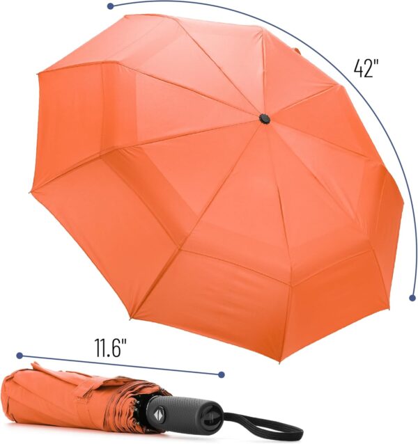 Mr. Pen- Windproof Travel Umbrella, Orange Red, Automatic Umbrellas for Rain, Compact Umbrella, Umbrellas for Rain Windproof - Image 2